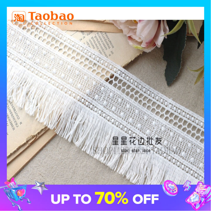 Wide Lace Cotton Water Soluble Tassel Beard Lace Fabric Accessories DIY Clothing Skirt Home Textile Curtain Decoration