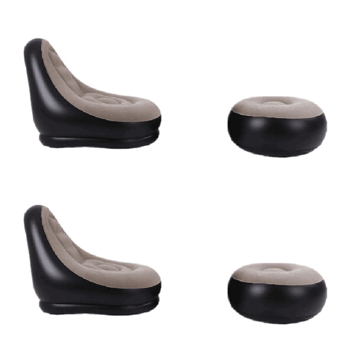 4Pcs Lazy Inflatable Sofa Couch+Pedal Thickened Outdoor Beach Room Leisure Sofa Furniture Chairs