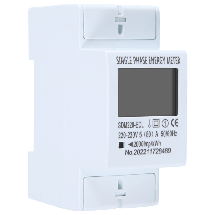 80A Din Rail Single Phase 2 Wire LCD Digital Display Power Consumption ...