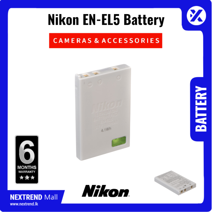 OEM Nikon EN-EL5 1100mAh 3.7V Rechargeable Li-ion High Capacity Battery Pack - EN-EL5 EN EL5 EN-EL-5 ENE5 EN EL 5 Battery Pack Nikon Camera Battery Godox Yongnuo Canon Video Photo Videography Photography Outdoor Replacement Lighting Light