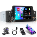 Car Radio Single Din 5 Inch Touchscreen Car Stereo with CarPlay Android Auto Mirror Link FM USB SWC Backup Camera. 