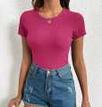 Cuelo Short Sleeve O-Neck Crop Top T-Shirt. 
