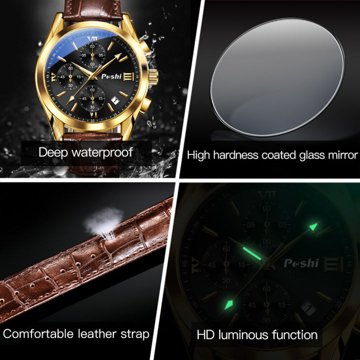 Original%20POSHI%20Luxury%20Brand%20Men's%20Watches%20Fashion%20Chronograph%20Auto%20Calendar%20Waterproof%20Quartz%20Watches%20For%20Men%20Casual%20Leather%20Strap%20Sports%20Luminous%20Clock%20Jam%20Tangan%20Lelaki%20-%20Image%204