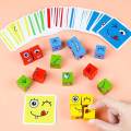 72pc Cards Wooden Face-Changing educational Magic Cube Building Blocks Game puzzle for Kid Gifts. 