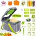 Professional Vegetable Chopper with 12 Functions, Onion and Garlic Dicer, 14-in-1 Multifunctional Food Chopper, Kitchen Vegetable Slicer Cutter, Veggie Chopper with 8 Blades and Container. 