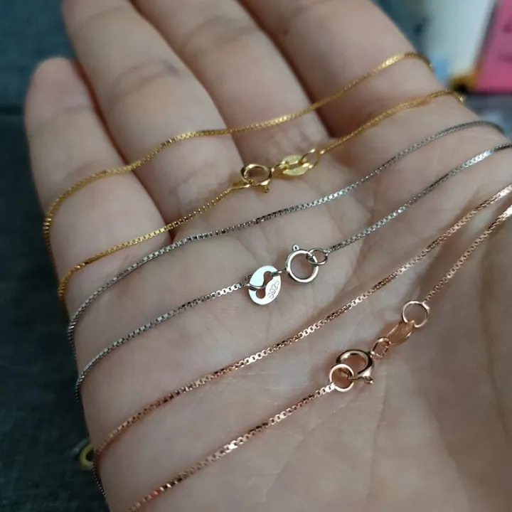 Real%20925%20Sterling%20Silver%20Box%20Chain%20Necklaces%20for%20Women%20Teen%20Girl%20Rose%20Gold%20Plated%20S925%20Jewelry%200.8mm%20Wholesale%20Bulk%20Dropshipping%20-%20Image%205