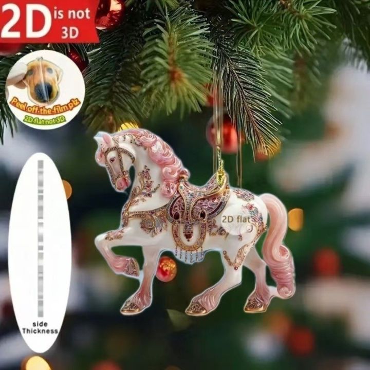 New%20Year%202D%20Flat%20Christmas%20Hanging%20Pendant%20Acrylic%20Golden%20Horse%20Car%20Horse%20Pendant%20Keychain%20Navidad%20Decor%20-%20Image%203