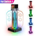 4 in 1 Charging Dock Station For Nintendo Switch 2 Joycon Fast Charge Base With 6 Game Cards Slot , Type-C Power&5 RGB Light Modes, Real-Time Status LED. 