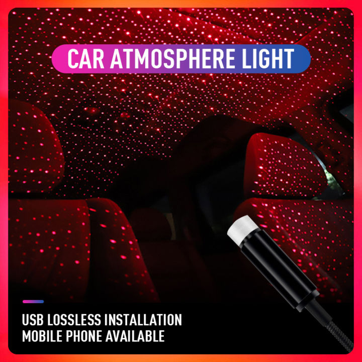 Car Ambient Light Car Night Light Projector Lamp Starry USB Modified Roof Interior Decoration Star Sky Ceiling Projector Lamp Free Installation