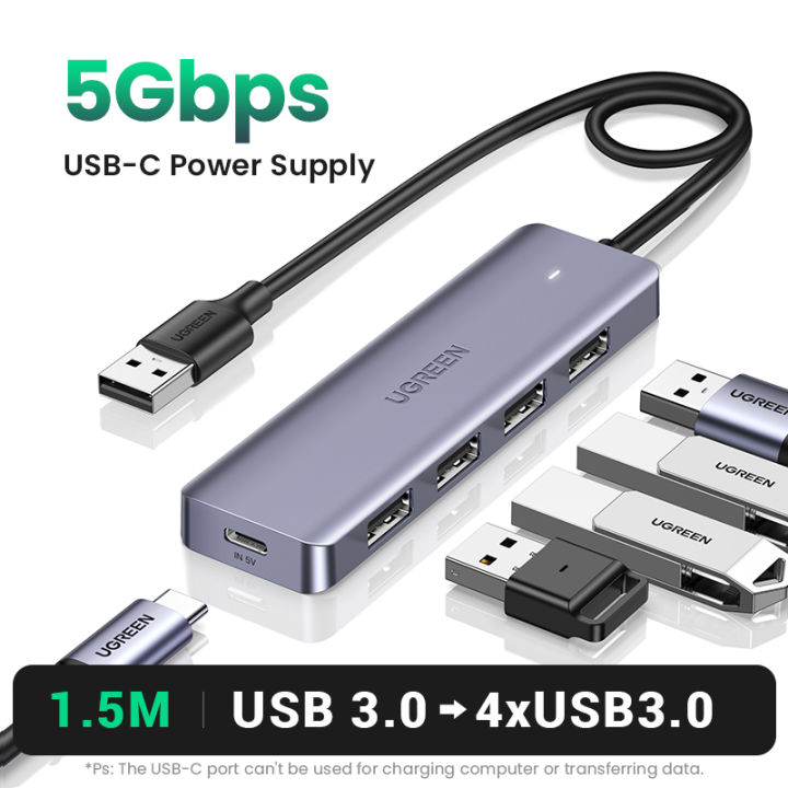 UGREEN%20USB%20Hub%203.0,%20Ultra%20Slim%204%20Port%20USB%203%20Hub%20with%205Gbps%20Data%20Transfer,%205V/2.4A%20Power%20Supply%20Port,%20Multiple%20USB%20Port%20Extension%20Hub%20for%20Laptop,%20PC,%20MacBook,%20iMac,%20Xbox,%20PS4/PS5,%20Hard%20Drive%20-%20Image%202