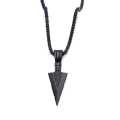 Men's Black Long Necklace with Arrow Pendant Hip Hop and Punk Rock Chain Jewelry. 