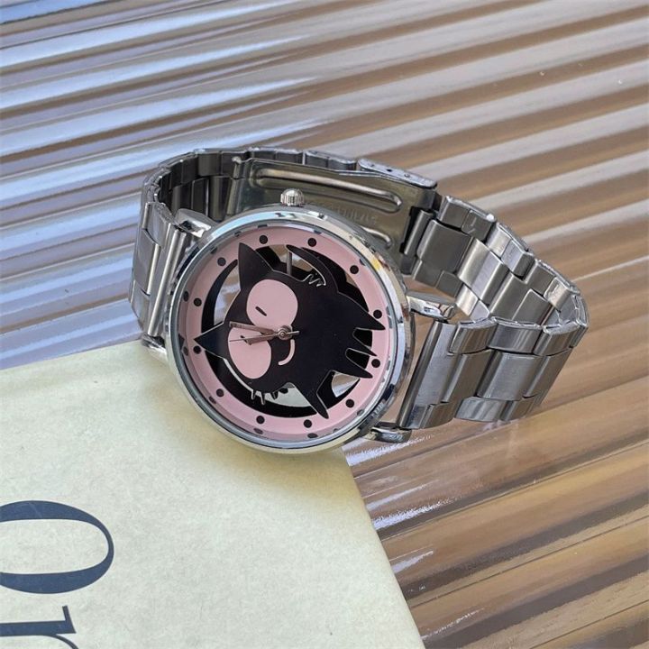 Steel Band Chain Style Black Cat Watch for Women Simple