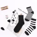 Funny socks striped cow print white black calcetines skarpetki damskie sport cozy harajuku chaussette cute. 