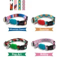 HamshMoc Adjustable Nylon Pet Dog Collar Soft Comfortable Basic Dog Collars with Fashion Pattern Safety Locking Buckle for Small Medium Dogs Walking 3. 