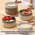 Stainless Steel Thermal Bento Box Leakproof Lunch Box, Portable Insulated Lunch Container Set With Bag For Adults, Kids Stackable Stainless Steel Food Container (2 Layer beige,420ml+550ml) High Quality. 