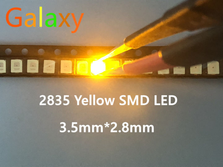【GlobalTrendz】100PCS/lot SMD LED 2835 Yellow 0.2W 2.0-2.6V 580-590NM PLCC-2 SMD/SMT 2V 3.5*2.8*0.8MM 60Ma 3528 2835 led