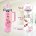 6pcs Tumbler Cup Accessories Set - Butterfly Straw Topper Cover Cap, Bling Bow for Straw, Sparkly Silicone Boot, Letter Charm and Pompom for Water Bottle Cups Tumbler 40oz 30oz 20oz. 