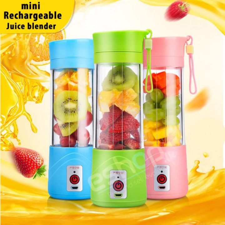 Juicer Cup Travel Personal USB Mixer Portable Juice Blender with 14.3oz 380ml Updated 4 Blades and More Powerful Motor 4400mAh Rechargeable Battery Electric Fruit Mixing Multi Function Machine Juice