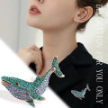 Fashion Rhinestone Whale Brooches For Women Jewelry Banquet Clothes Brooch Pin. 