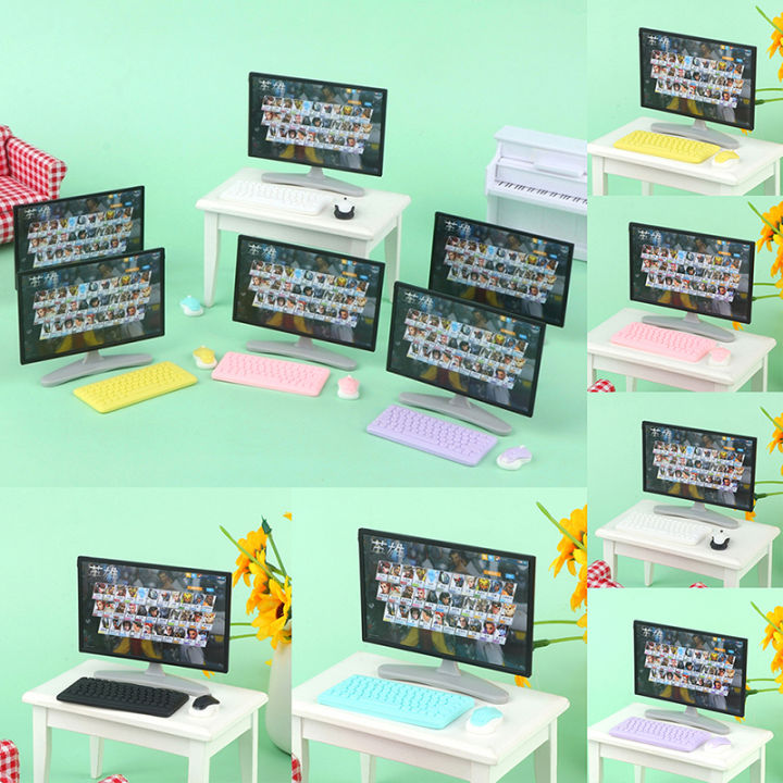3Pcs/Set%201:12%20Dollhouse%20Miniature%20Desktop%20Computer%20Keyboard%20Mouse%20TV%20Model%20Home%20Decor%20Toy%20Doll%20House%20Accessories%20MJK%20-%20Image%203
