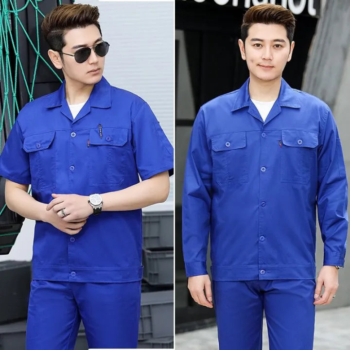 Summer%20Work%20Clothes%20Outfit%20Top%20Men's%20and%20Women's%20Long%20Short%20Sleeve%20Thin%20Breathable%20Sweat%20Absorbing%20Wear-Resistant%20Labor%20Protective%20Clothing%20Factory%20Garage%20Work%20Suit%20-%20Image%203