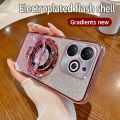 lthmy for Infinix Smart 8 X6525 casing electroplating soft glitter TPU phone back cover phone case magnetic bracket. 