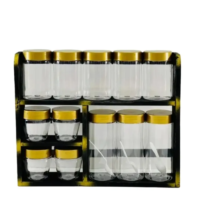 Wooden bottle rack set & gold bottle rack set & 12 pcs gold lid bottles and rack