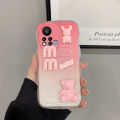 AnDyH Phone case For infinix Hot 11S X6812 X6812B Case 3D Letters Bear Cute Cartoon Design Camera Protection Premium Gradient Soft Silicone Shockproof Casing Protective Back Cover Couple Cases. 