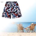 Beach Shorts Men Printed Summer Shorts Elastic Waist Drawstring Five Point Baggy Swim Black White XL. 