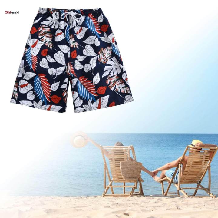 Beach%20Shorts%20Men%20Printed%20Summer%20Shorts%20Elastic%20Waist%20Drawstring%20Five%20Point%20Baggy%20Swim%20Black%20White%20XL%20-%20Image%202