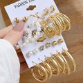 17 MILE Vintage Pearl Gold Hoop Earring Set Butterfly Snake Heart Crystal Earrings for Women Jewelry Accessories. 
