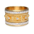 【Fullyoung_520 Store】Ethnic Style Golden Rings For Women Fashion Rhinestones Finger Ring Ladies Jewelry Plate Silvery Ring Women Couple Wedding Rings. 