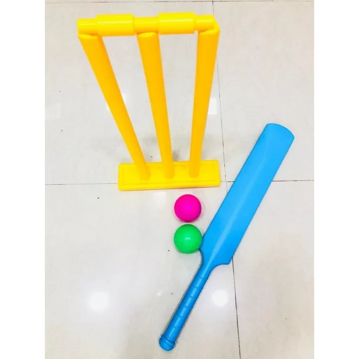 Full Set Bat and Ball with Wickets and Bail Toy for Kids Bat & Ball Children's Plastic Cricket Balls Playing Set Sports Toys Fitness Equipment