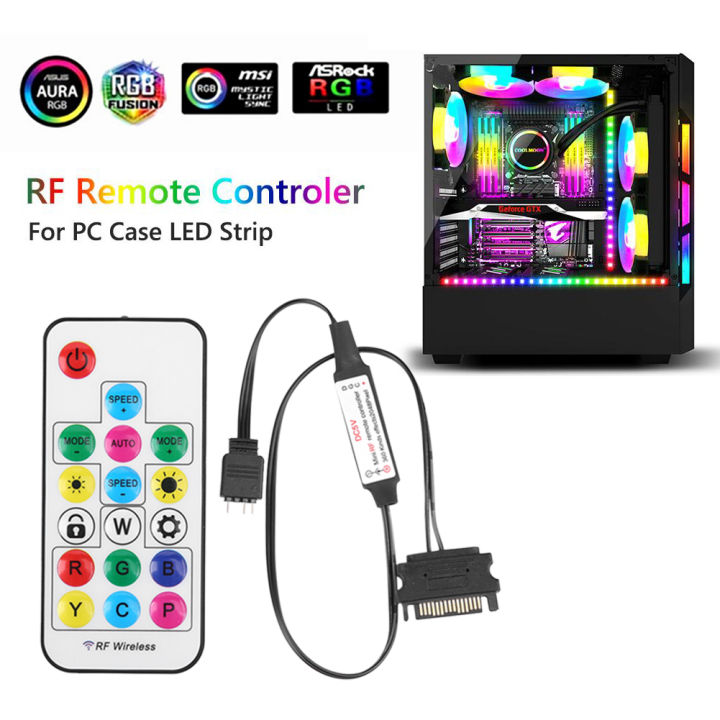5V%203Pin%20SATA%20RGB%20Controller%20LED%20Light%20Strip%2017Keys%20Wireless%20Remote%20Controller%203%20Pin%20to%20SATA%204Pin%20for%20Computer%20PC%20Case%20Lighting%20-%20Image%202