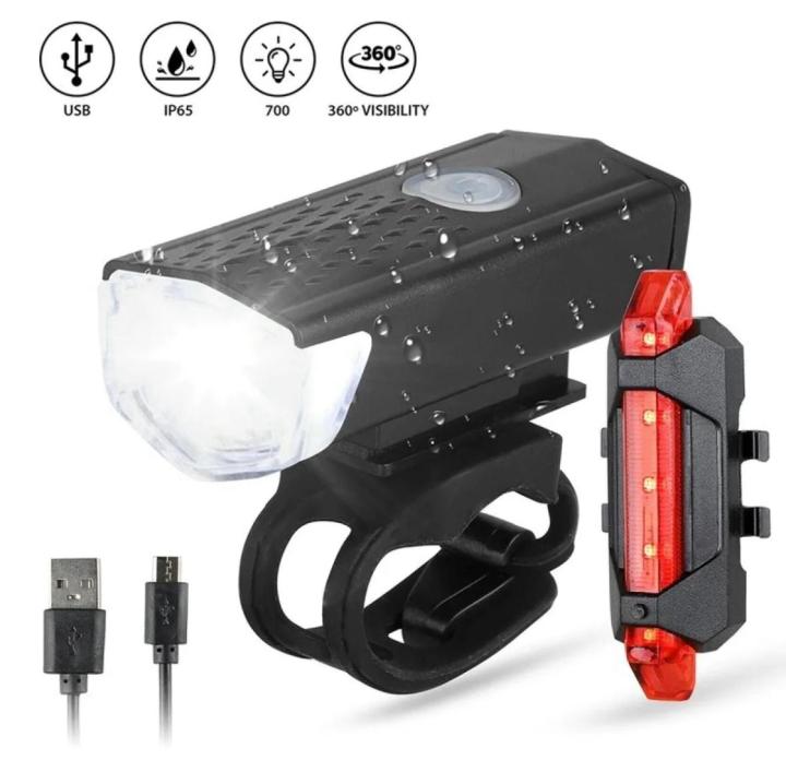 2 Pcs Bicycle Rechargeable Front And Back Cycle Light Cycling Lamp USB Headlight With Rear Light Bike Light Bicycle Front Light Bicycle Rear Light Cycle Lights Bicycle Lamp Cycling Parts  Bicycle Accessories