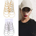 6Pairs/set Hoop Earrings Set- Big Circle Earring -Fashion Jewelry Earings for Women Girls Steampunk Ear Clip Korean Earring. 