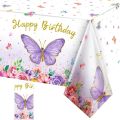 birthday decoration Pink Purple Butterfly Waterproof Tablecloth Spring Butterfly Theme Birthday Party Decoration Girl 1st Birthday Party Baby ShowerBalloons. 