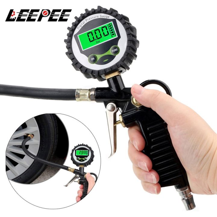 Car Tire Pressure Gauge Air Inflator EU Adapter Vehicle Tester LCD ...