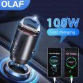 Olaf Mini USB C Car Charger Pull ring PD QC3.0 Fast Charging Adapter for iPhone 14 ProMax Sumsung iPad Huawei phone 100W Charger. 
