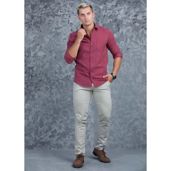 Casual Wear Detailed Linen Long Sleeve Shirt