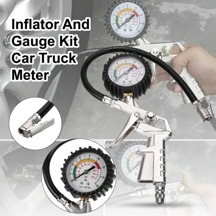 Car Tire 220 PSI Air Pressure Inflator & Gauge Air Line Pump High ...