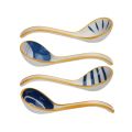 ARELENE Ceramics Soup Spoons Set of Japanese Soup Spoon Long Handle Soup Spoons for Pho Ramen Noodles Wonton Dumpling Rice. 
