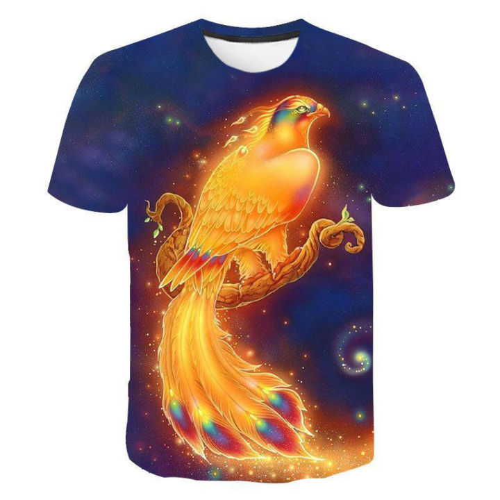 3D%20printed%20phoenix%20bird%20pattern%20MEN'S%20summer%20T-shirt%20fashion%20casual%20fun%20o%20collar%20oversized%20short-sleeved%20T-shirt%20clothing%20-%20Image%205