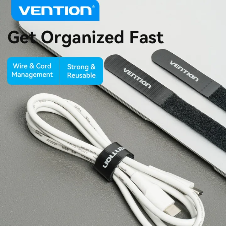 Vention Self-adhesive Velcro tape USB Cable Protector Hook  Loop Cable Tie Wire Cord Management