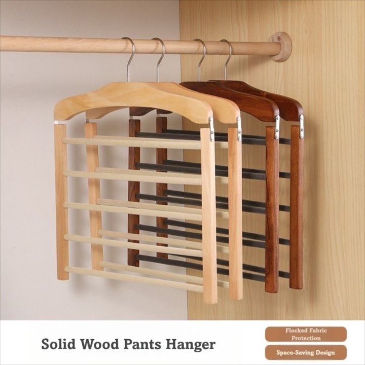Flocking Rack Multi Purpose 5-layer Pants Hanger Flocking Anti-slip Scarf Storage ...