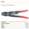 ANDELI HS-16 CODE END CRIMPING TOOL 1.25-16 Square Millimeter Ratchet Activated Hand CRIMPING Tool. 