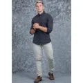 Casual Wear Detailed Linen Long Sleeve Shirt. 