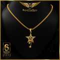 Gold-Plated White Fixed Stone Shooting Star Pendant Necklace for Girls. 