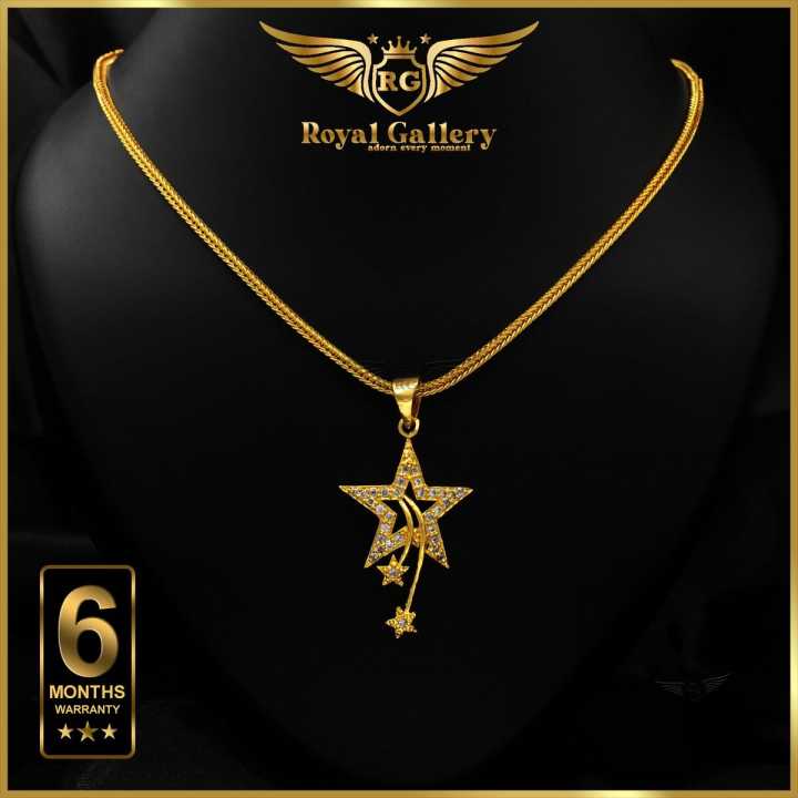 Gold-Plated%20White%20Fixed%20Stone%20Shooting%20Star%20Pendant%20Necklace%20for%20Girls%20-%20Image%204