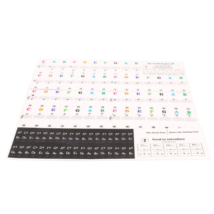 Piano Beginner Sticker Colorful Transparent Removable Large Letter ...
